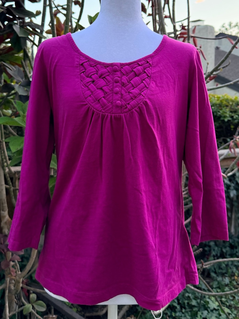 100% cotton Women's Long-Sleeve Top in Magenta